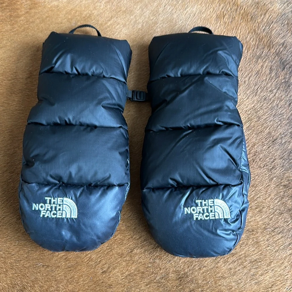 The North Face Black Mittens unisex nuptse mitt youth junior large